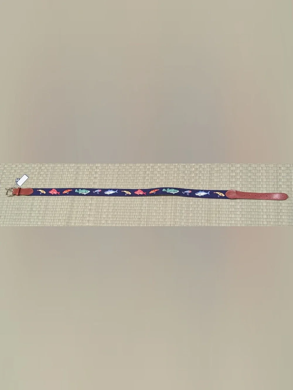 NWT Smathers & Branson Fish & Tackle Needlepoint Belt Size 38